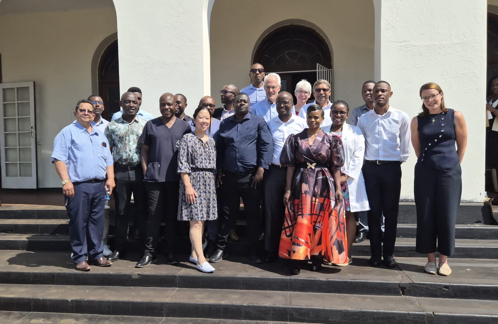 Faculty and delegates of the 2nd Bulawayo Breast Cancer Masterclass on the steps at United Bulawayo Hospitals